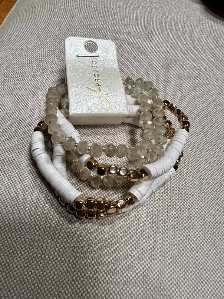 Rubber & Glass Bead Bracelet Set