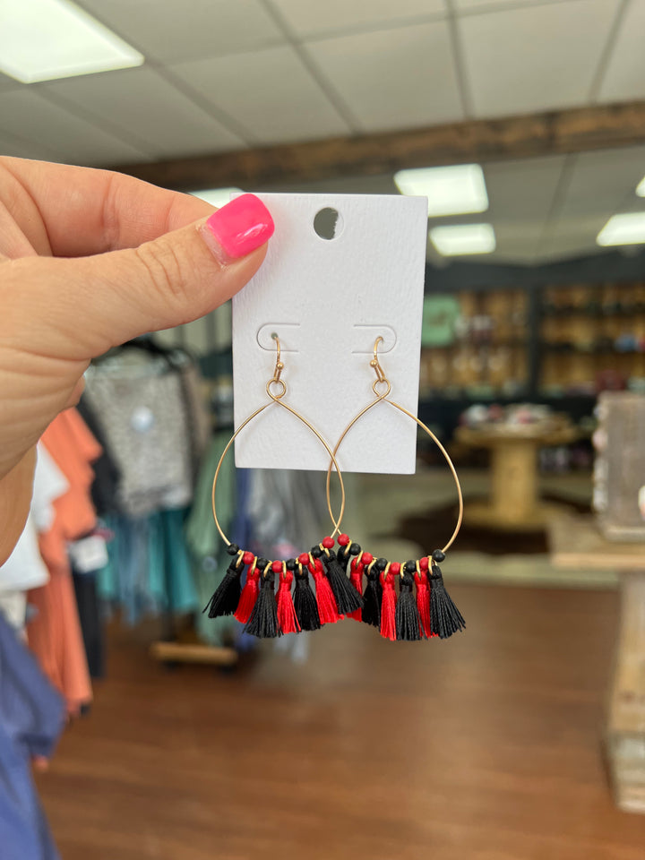 College Tassel & Bead Teardrop Earrings