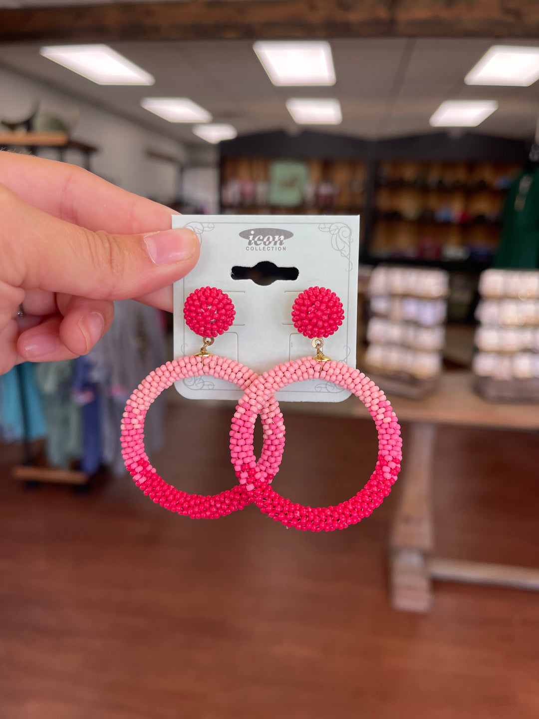 Ombre Seed Bead Circle Earrings