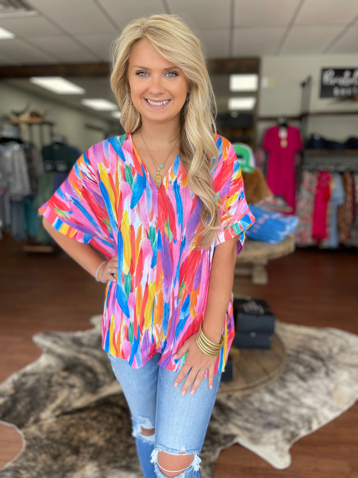 Colorful Feather Top