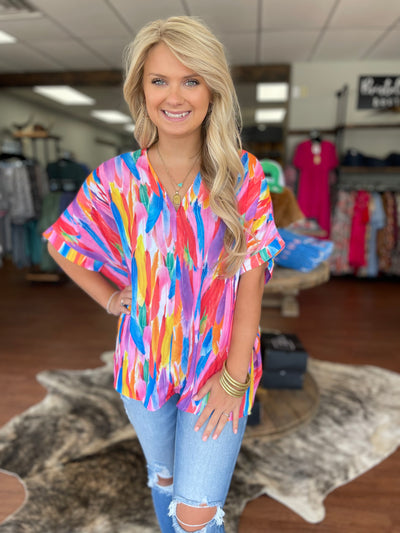 Colorful Feather Top