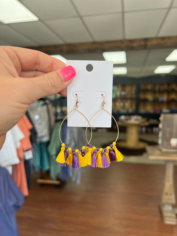 College Tassel & Bead Teardrop Earrings