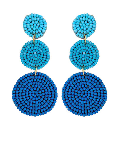 Beads 3 Round Shape Drop Earrings