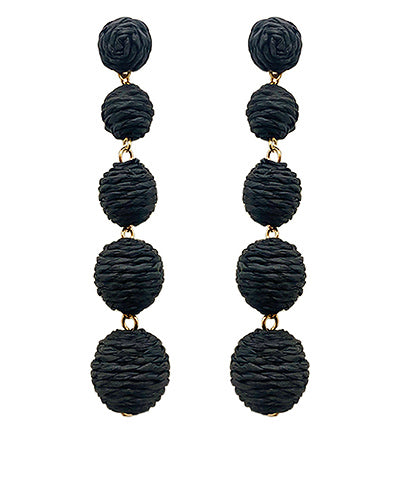 Raffia 3 Ball Drop Earrings