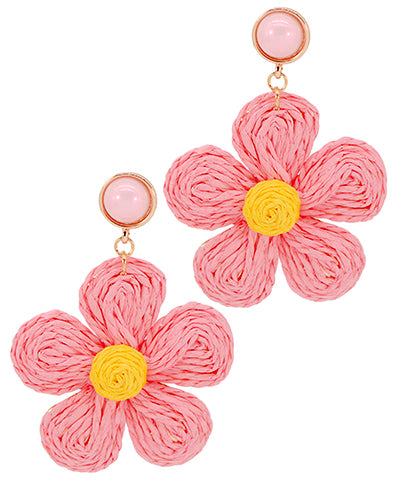 Color Thread Flower Earrings