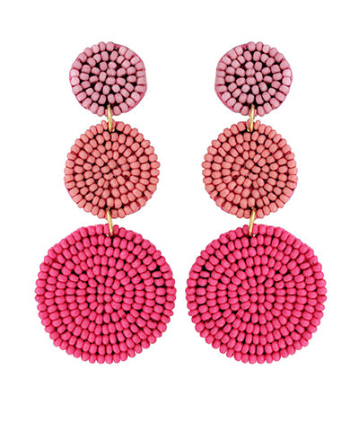 Beads 3 Round Shape Drop Earrings