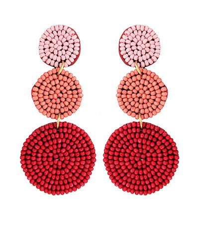 Beads 3 Round Shape Drop Earrings