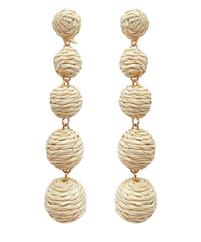 Raffia 3 Ball Drop Earrings