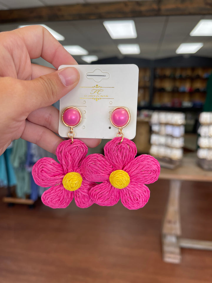 Color Thread Flower Earrings