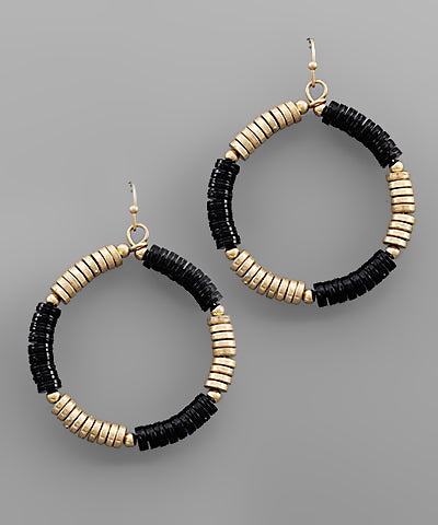 College Color Bead Circle Earrings