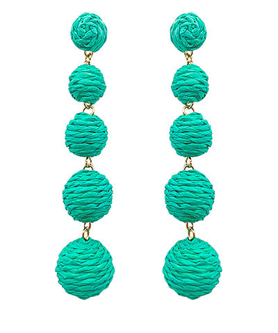 Raffia 3 Ball Drop Earrings