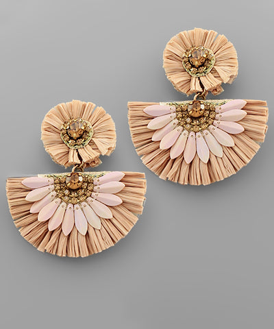 2 Tier Raffia Earrings