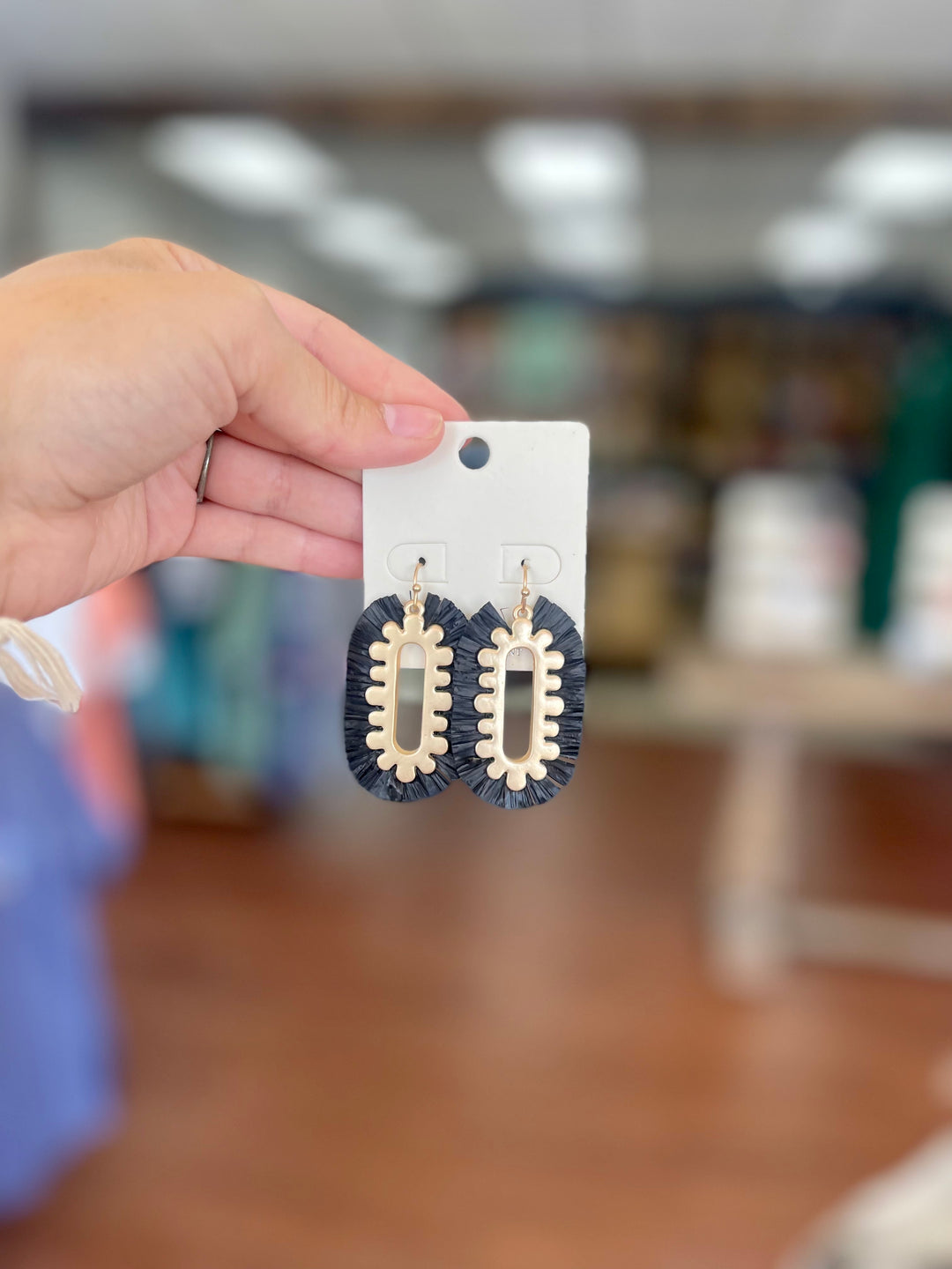 Wrapped Raffia Casting Metal Earrings