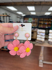 Color Thread Flower Earrings