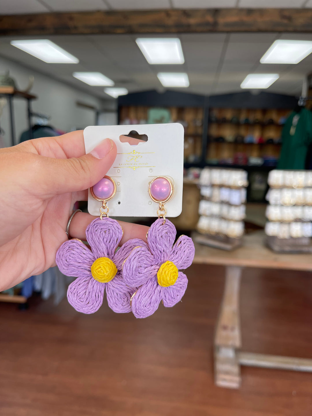 Color Thread Flower Earrings