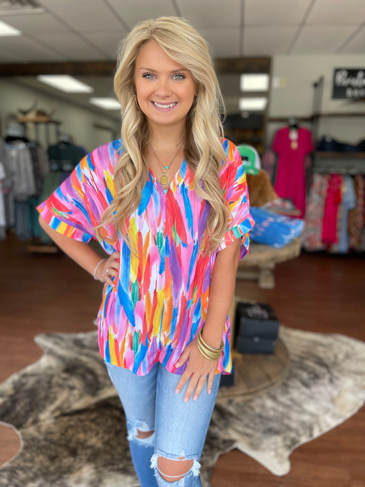 Colorful Feather Top