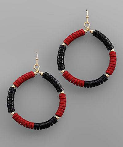 College Color Bead Circle Earrings