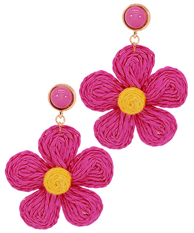 Color Thread Flower Earrings