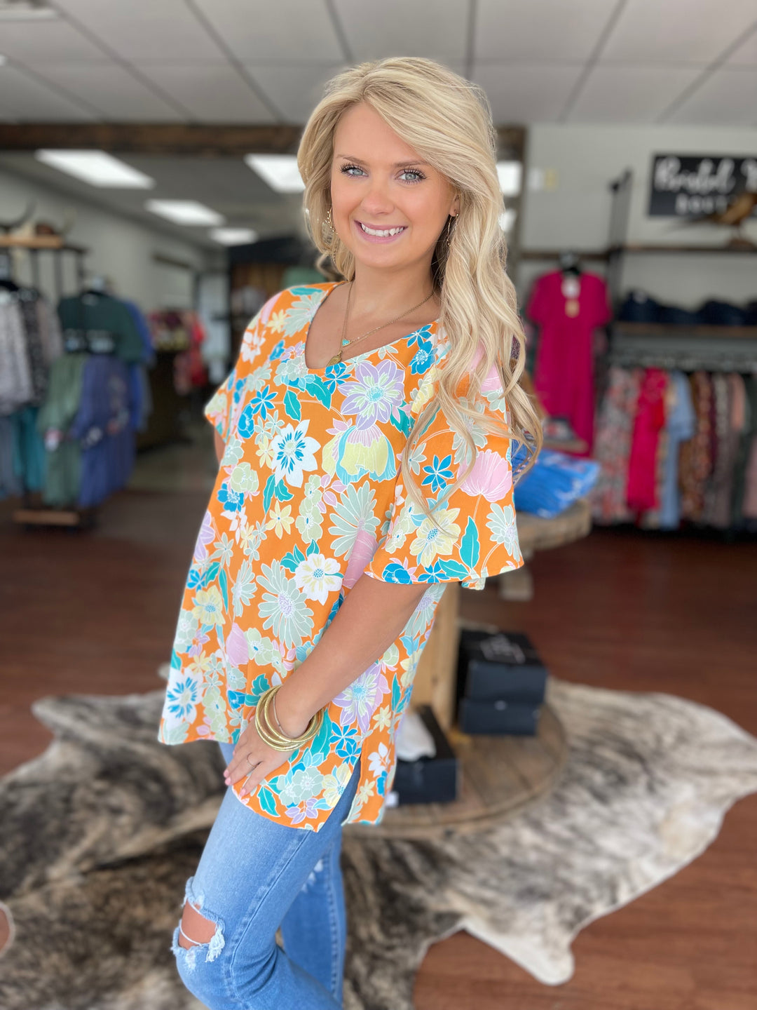 Clementine Floral Top