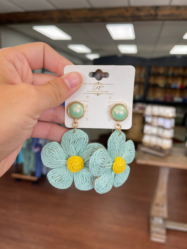 Color Thread Flower Earrings