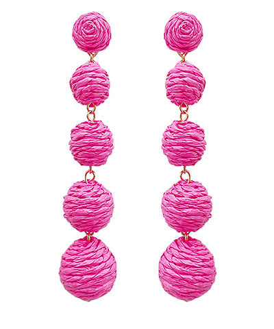 Raffia 3 Ball Drop Earrings