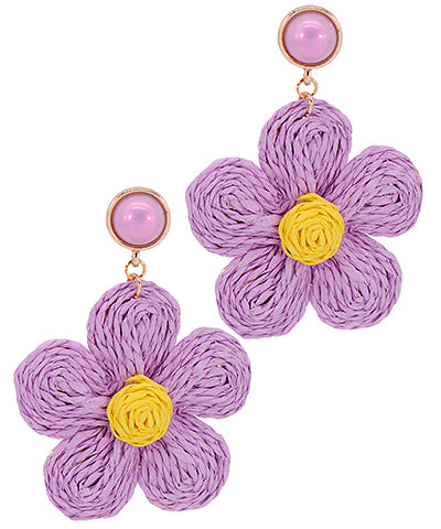 Color Thread Flower Earrings