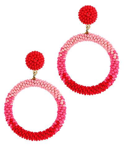 Ombre Seed Bead Circle Earrings