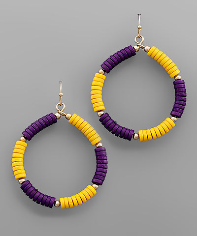 College Color Bead Circle Earrings