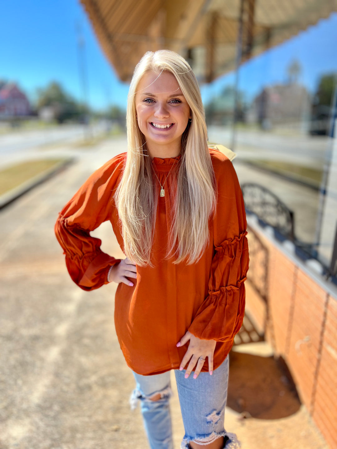 Rust Ruffle Top