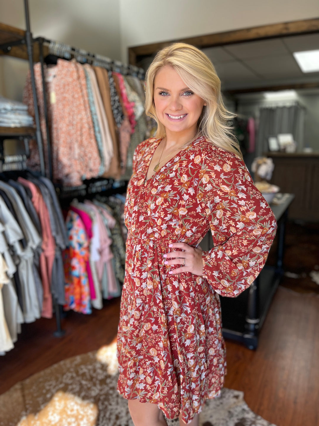 Rust Floral Dress