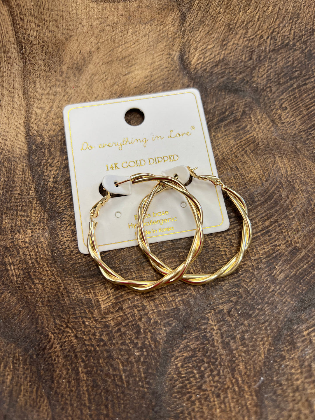 14K Gold Twisted Hoop Earring