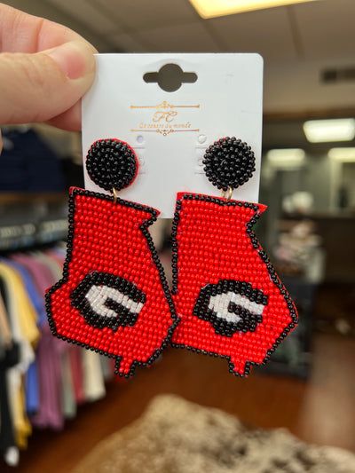 Beaded Georgia State Earrings
