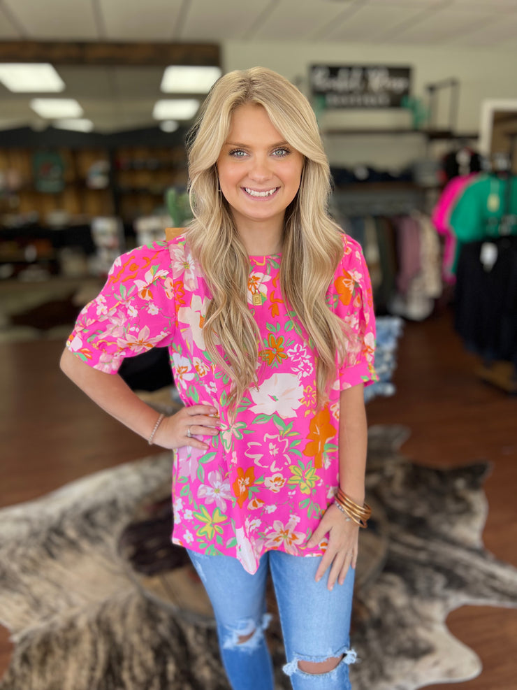 Ditzy Floral Puff Sleeve Top