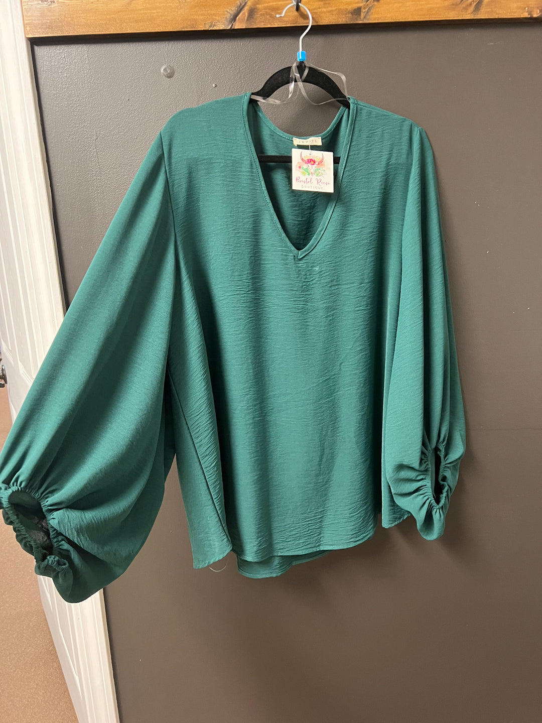 Curvy Hunter Green 3/4 Sleeve Top