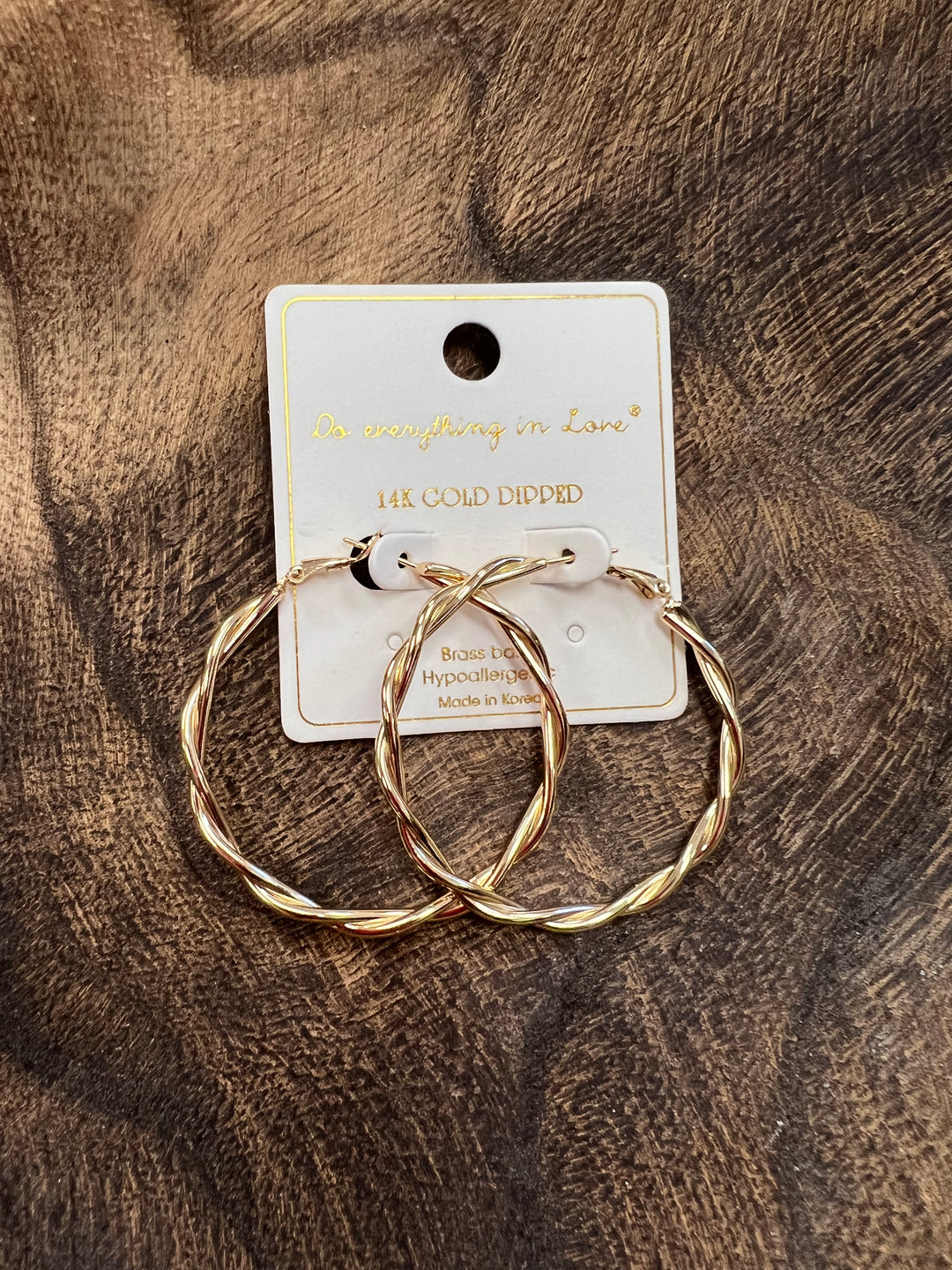 14K Gold Twisted Hoop Earring