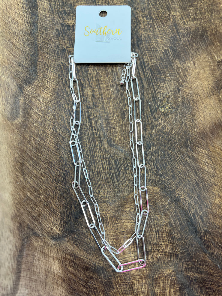 2 Row Linked Chain Necklace