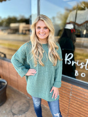 Oversized Cable Knit Sage Sweater