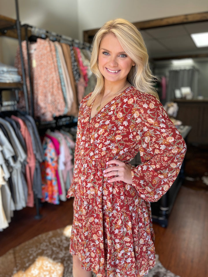 Rust Floral Dress