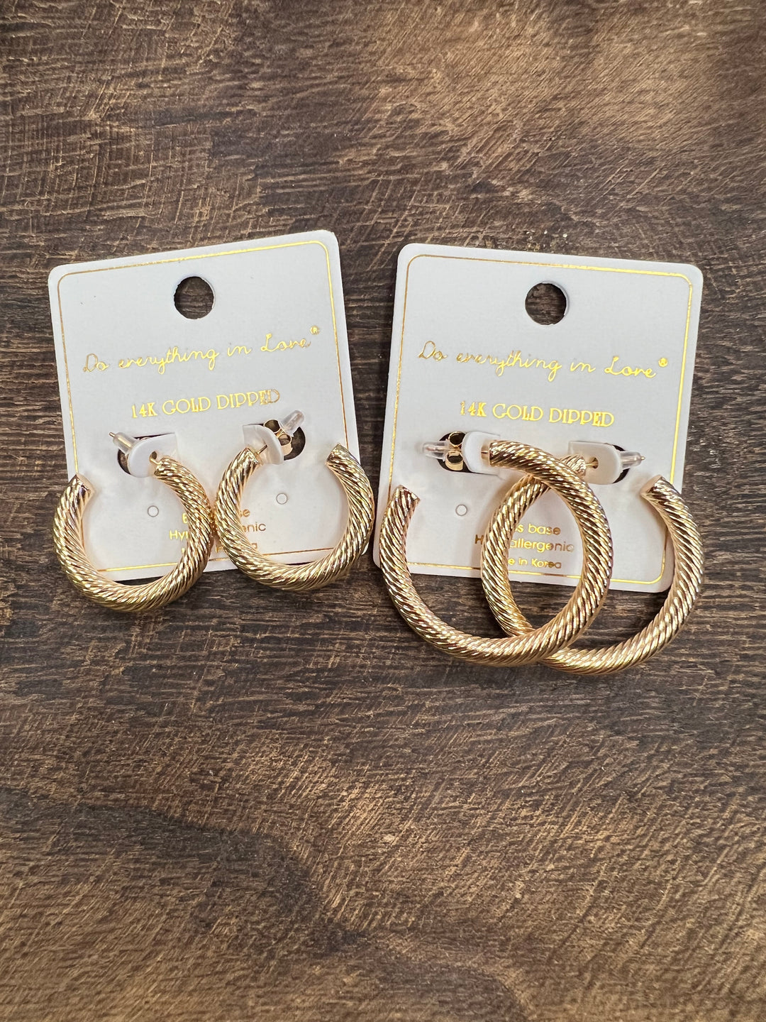 14K Gold Dipped Twisted Cord Hoop Earrings