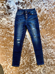 Button Fly Distressed Hammer Jeans