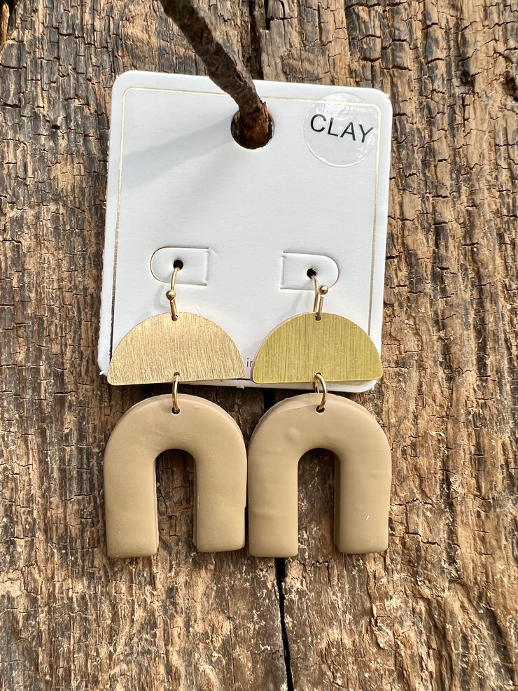 Clay Arch & Half Moon Metal Earrings