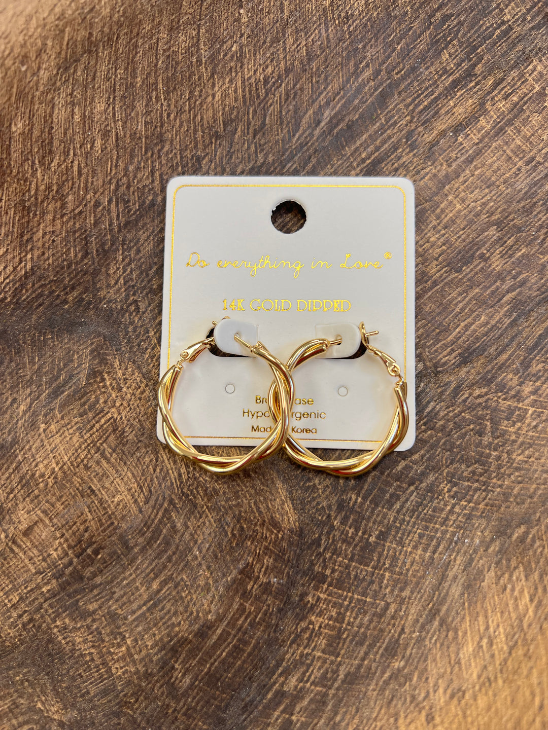 14K Gold Twisted Hoop Earring