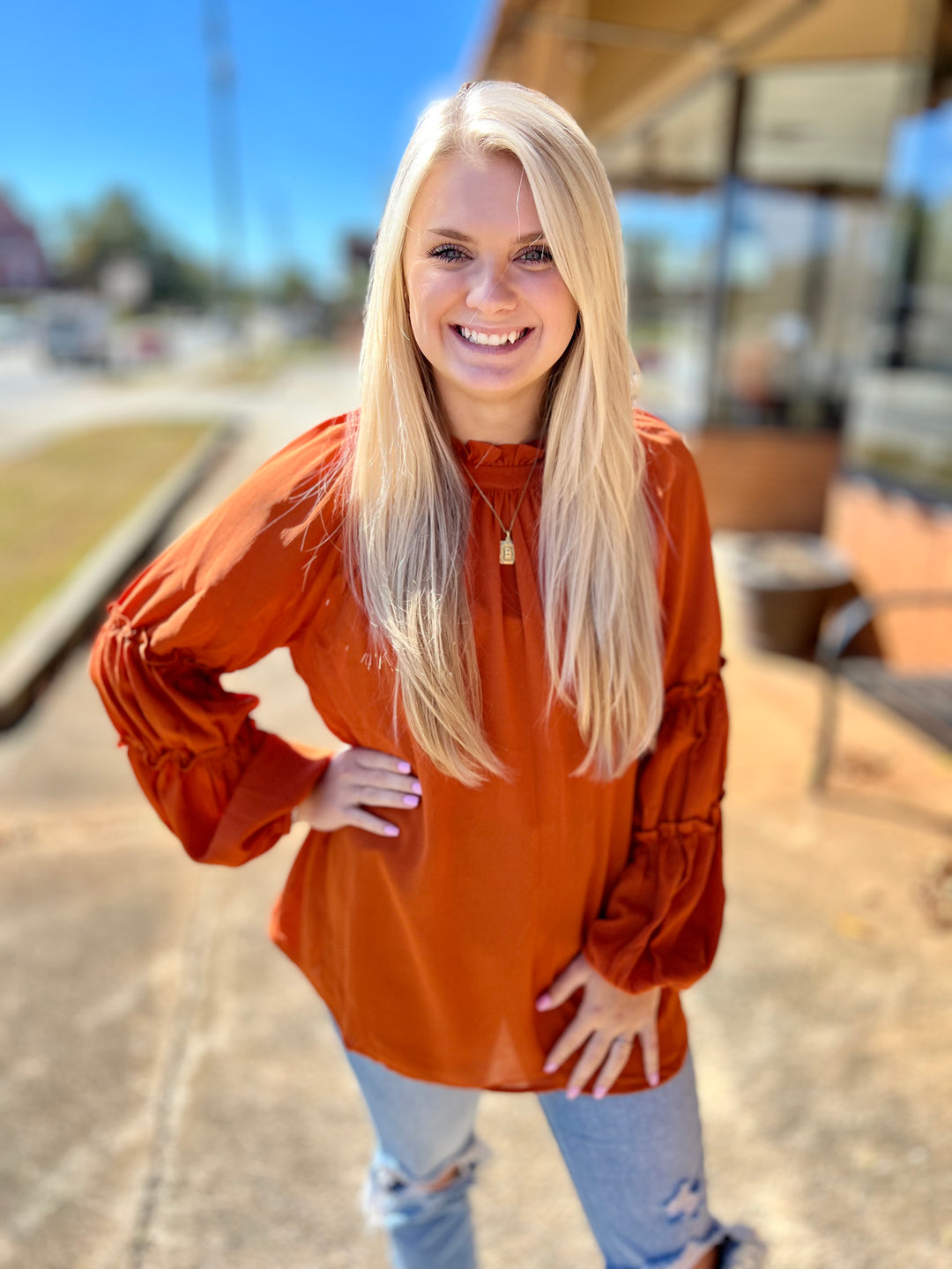 Rust Ruffle Top