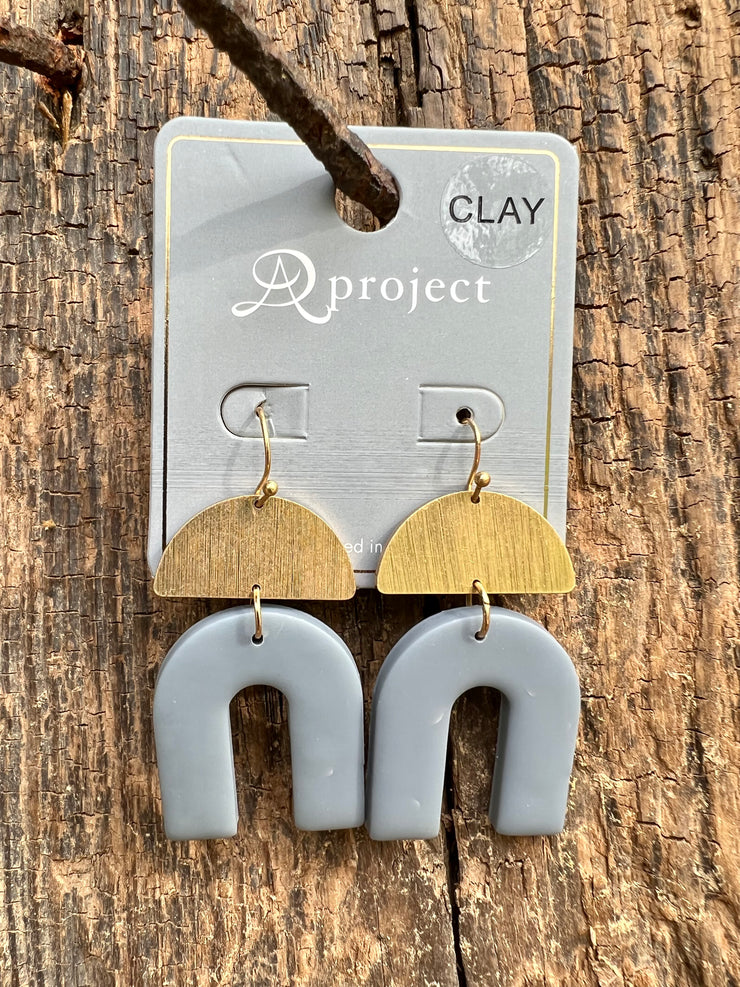 Clay Arch & Half Moon Metal Earrings